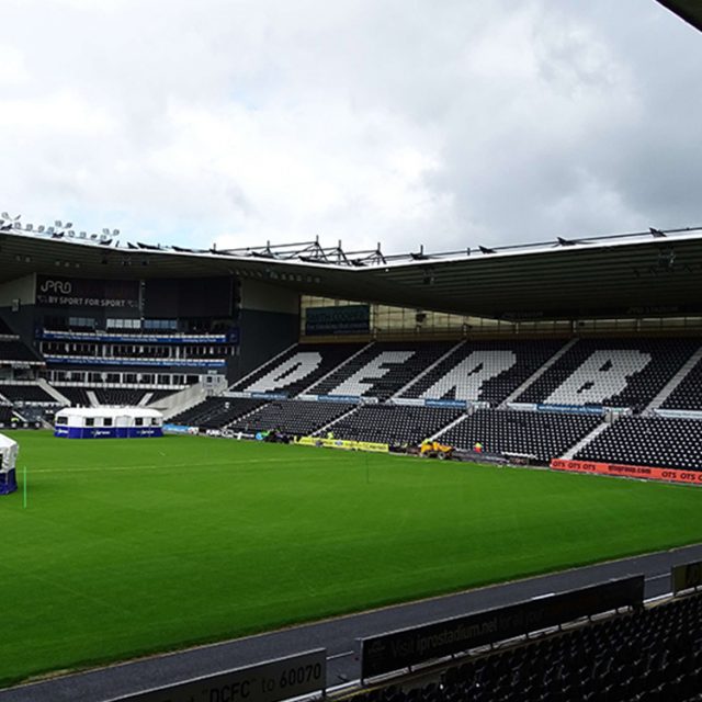 SISGrass. Hybrid pitch, grass, reinforced grass, hybrid technology, Derby County iPro Stadium